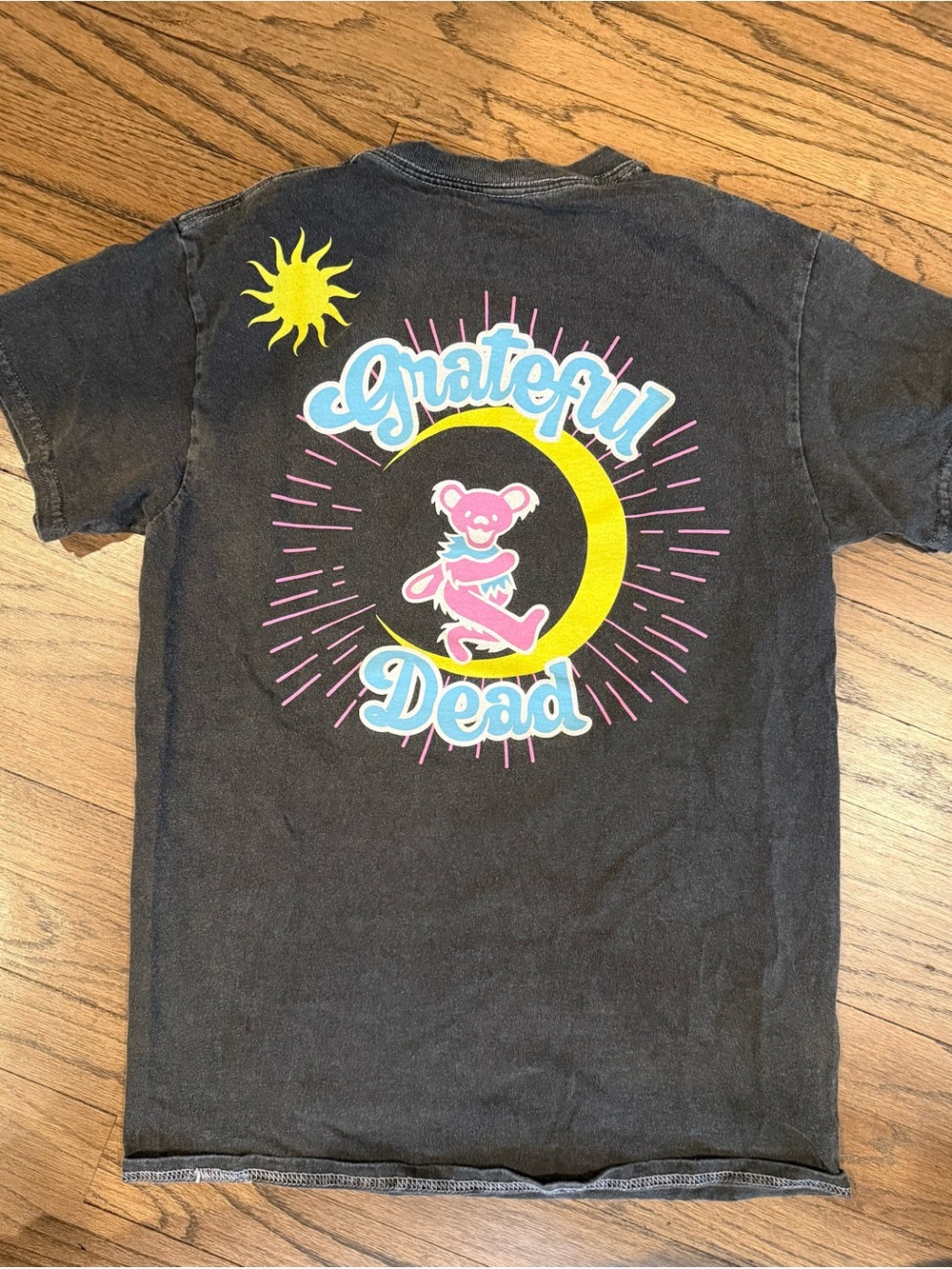 Vintage Grateful Dead Destroyed Graphic Tee with Yellow Moon & Pink Bear